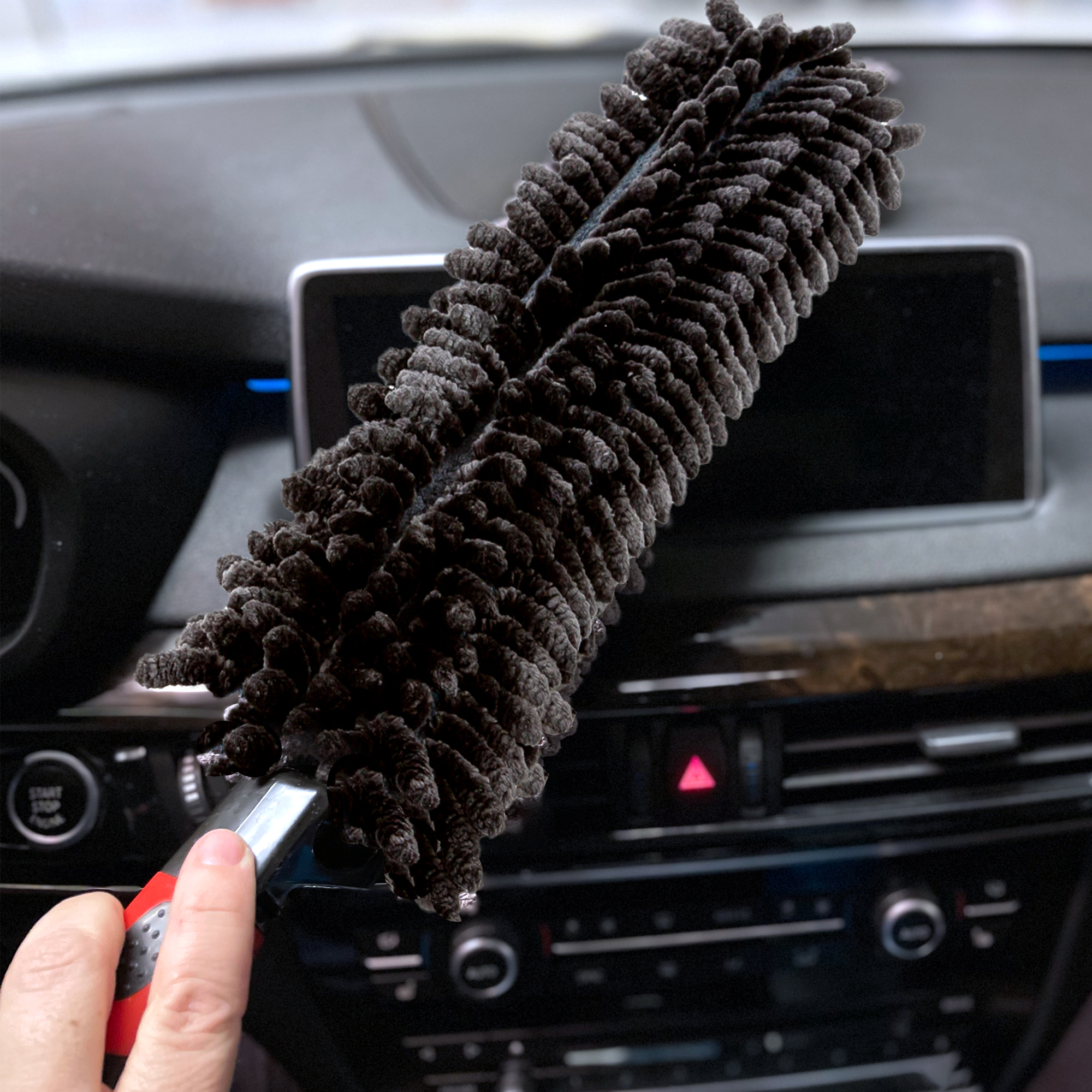 Vehicle Interior Dashboard Detail Duster Machine Washable Cleaner Automotive Dust Wand Cleaning Detailing Tool, Size: One size, Black