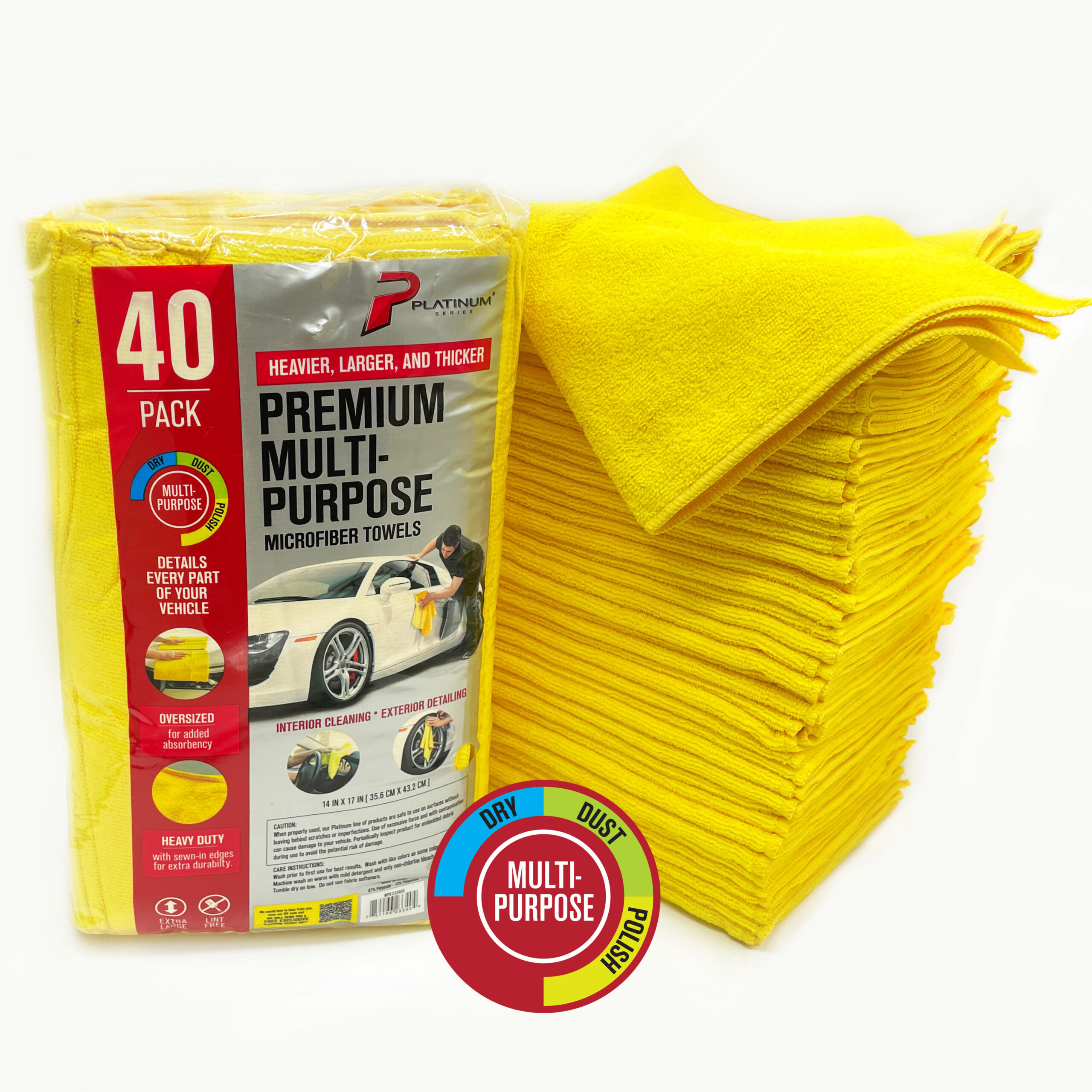 20-Pack Microfiber Cleaning Cloths - No-Scratch Rags For Car Detailing & Polishing